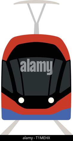 Tram icon front view. Flat color design. Vector illustration. Stock Vector