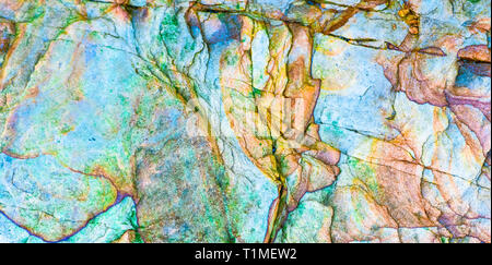 Colourful sedimentary rocks formed by the accumulation of sediments – natural rock layers backgrounds, patterns and textures - abstract graphic design Stock Photo