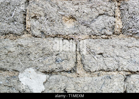 texture of bricks made of clay and straw Stock Photo