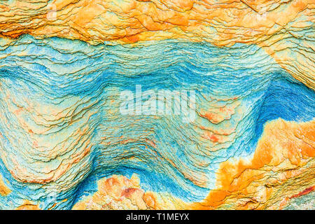 Colourful sedimentary rocks formed by the accumulation of sediments – natural rock layers backgrounds, patterns and textures - abstract graphic design Stock Photo