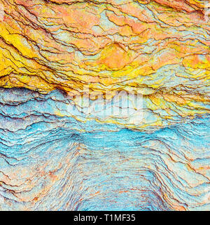 Colourful sedimentary rocks formed by the accumulation of sediments – natural rock layers backgrounds, patterns and textures - abstract graphic design Stock Photo