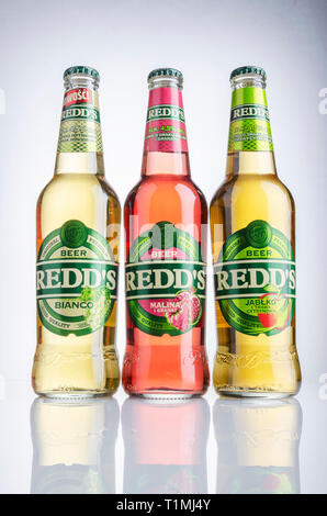 Redds flavor beer isolated on gradient background Stock Photo