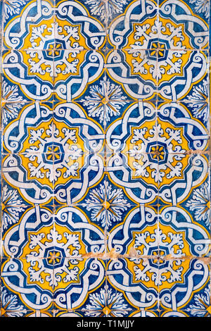 Historic 17th Century azulejo tiles in the interior courtyard of Evora University, Evora, Portugal Stock Photo