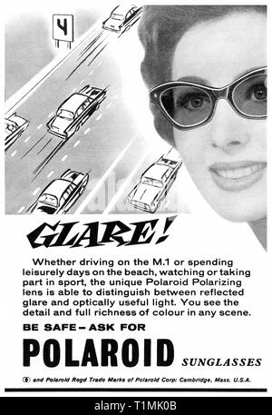 1960 British advertisement for Polaroid sunglasses Stock Photo Alamy