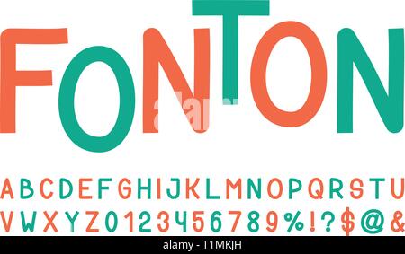 Vector Hand Drawn Sans Alphabet. Letters and Numbers Written with a ...