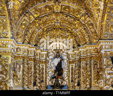 Effigy of St. Benedict the Moor - an African Catholic Saint and Franciscan friar in an ante chapel in the Convent of St. Francis in Salvador, Brazil Stock Photo