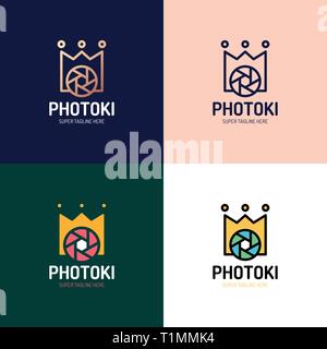 Camera photography with royal crown logo icon vector inspiration Stock Vector