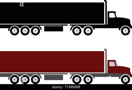 semi truck and trailer simple illustration - vector Stock Vector