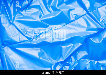 Blue polyethylene texture. Background exhaust cellophane package Stock Photo