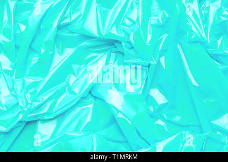 Blue polyethylene texture. Background exhaust cellophane package Stock Photo