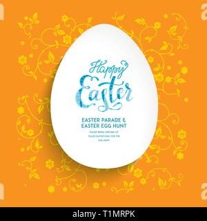 Easter holiday egg shape with space for text. Happy Easter poster. Stock Vector