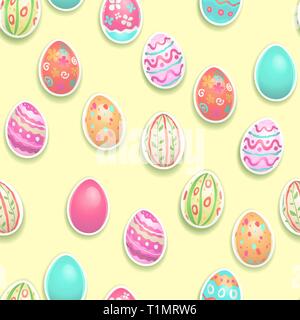 Easter eggs bright yellow poster. Easter holiday template for design card, banner, ticket, leaflet, poster and so on. Happy Easter poster. Stock Vector