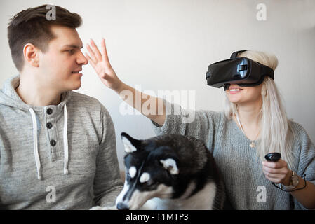 People using virtual reality glasses Stock Photo