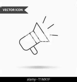 Modern and simple vector illustration of loudspeaker icon. Flat image with thin lines for application, interface, presentation, infographics on isolat Stock Vector