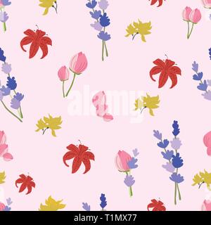 Flower pattern in simple style. Vector illustration. Stock Vector