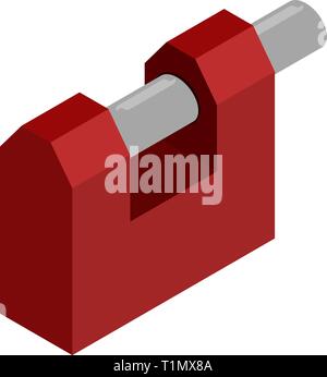 Heavy duty or industrial grade red padlock isometric vector Stock Vector