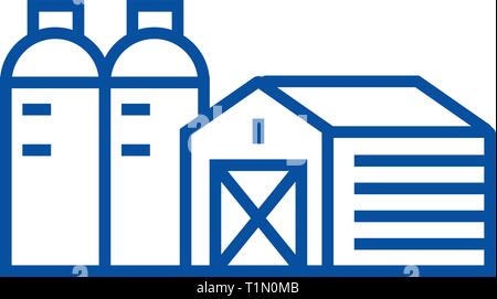 Farm, barn, silo line icon concept. Farm, barn, silo flat  vector symbol, sign, outline illustration. Stock Vector