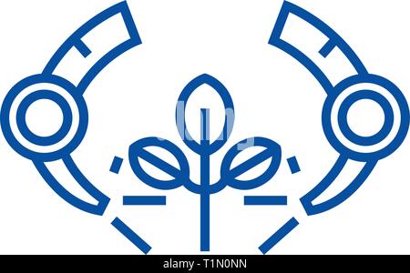 Farming robot line icon concept. Farming robot flat  vector symbol, sign, outline illustration. Stock Vector