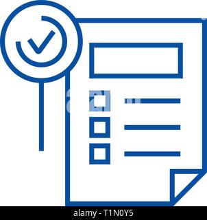 Features sheet line icon concept. Features sheet flat  vector symbol, sign, outline illustration. Stock Vector