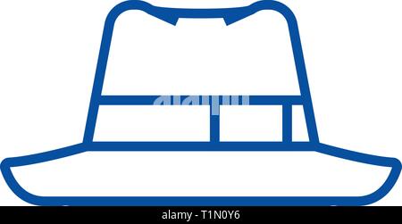 Fedora hat line icon concept. Fedora hat flat  vector symbol, sign, outline illustration. Stock Vector
