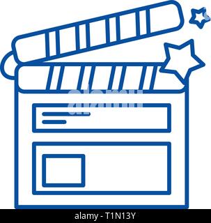 Film shooting line icon concept. Film shooting flat  vector symbol, sign, outline illustration. Stock Vector