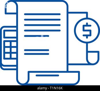 Financial instructions line icon concept. Financial instructions flat  vector symbol, sign, outline illustration. Stock Vector
