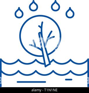 City flood icon outline vector. Sea level. Global ocean Stock Vector ...