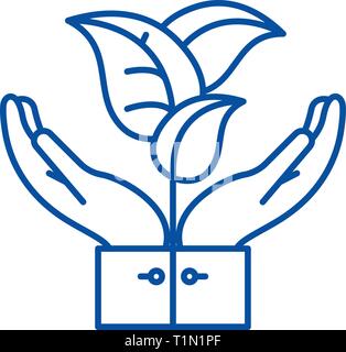 Flora support line icon concept. Flora support flat  vector symbol, sign, outline illustration. Stock Vector