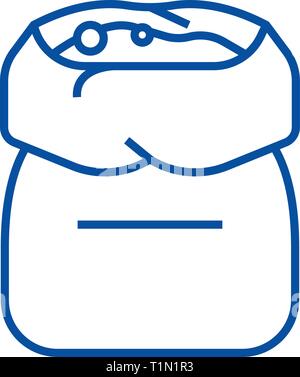 Flour bag line icon concept. Flour bag flat  vector symbol, sign, outline illustration. Stock Vector
