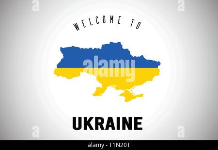 Ukraine Welcome to Text and Country flag inside Country Border Map. Uruguay map with national flag Vector Design Illustration. Stock Vector