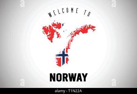 Norway Welcome to Text and Country flag inside Country Border Map. Uruguay map with national flag Vector Design Illustration. Stock Vector