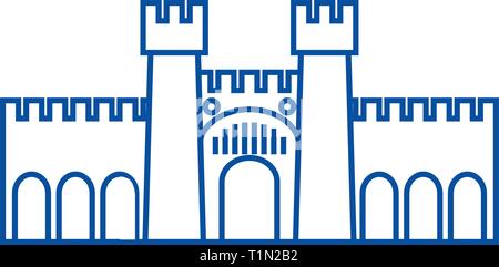 Fortress illustration line icon concept. Fortress illustration flat  vector symbol, sign, outline illustration. Stock Vector