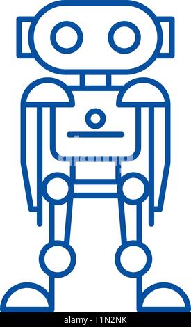 Future robot line icon concept. Future robot flat  vector symbol, sign, outline illustration. Stock Vector