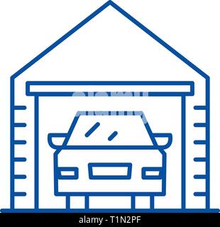 Garage line icon concept. Garage flat  vector symbol, sign, outline illustration. Stock Vector