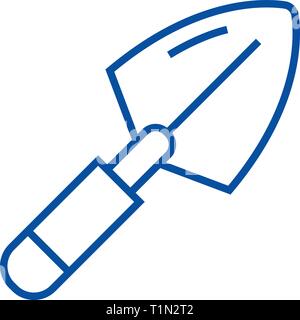 Garden shovel line icon concept. Garden shovel flat  vector symbol, sign, outline illustration. Stock Vector