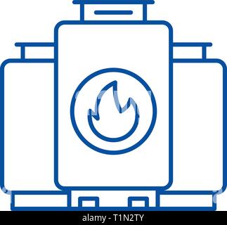 Gas boiler line icon concept. Gas boiler flat  vector symbol, sign, outline illustration. Stock Vector