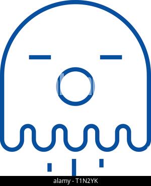 Evil spirit line icon, concept sign, outline vector illustration ...