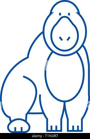 Gorilla line icon concept. Gorilla flat  vector symbol, sign, outline illustration. Stock Vector
