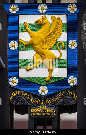 Downing College Crest Downing College Shield. Downing College is part of the University of Cambridge. The college was founded in 1800. Stock Photo