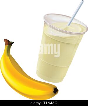 Banana in a milkshake,vector Stock Vector