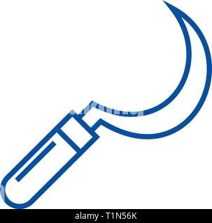 Harvest sickle line icon concept. Harvest sickle flat  vector symbol, sign, outline illustration. Stock Vector