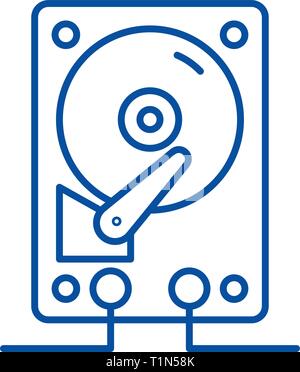 Hdd storage line icon concept. Hdd storage flat  vector symbol, sign, outline illustration. Stock Vector