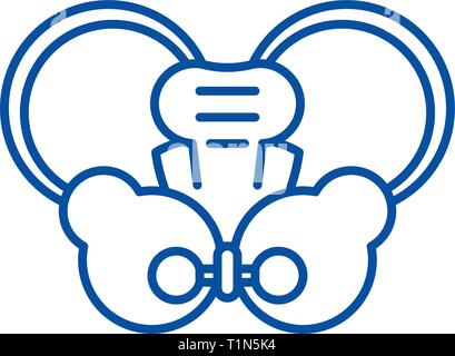 Hip joint line icon concept. Hip joint flat  vector symbol, sign, outline illustration. Stock Vector