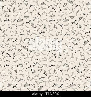 Doodle seamless clothes hangers pattern. Hand drawn cute sketchy style scribble. Vector illustration Stock Vector