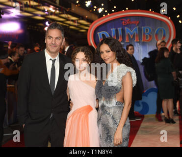 Photo Must Be Credited ©Alpha Press 079965 21/03/2019 Ol Oliver Parkter Nico Parker and Thandie Newton Dumbo European Premiere At Curzon Mayfair London Stock Photo