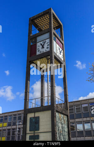 Westgate Shopping Centre town clock ,Stevenage Town Centre High Street, Hertfordshire, England, UK, GB Stock Photo