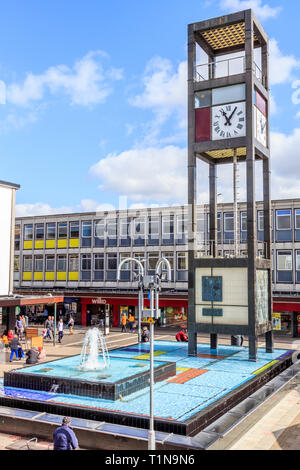 Westgate Shopping Centre town clock ,Stevenage Town Centre High Street, Hertfordshire, England, UK, GB Stock Photo