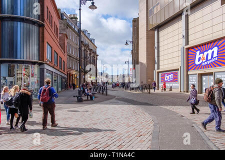 Dundee, Scotland, UK - March 23, 2019: People busy shopping in Wellgate in the City Centre of Dundee in Scotland. Stock Photo