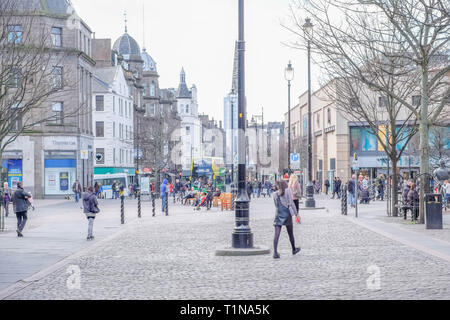 Dundee, Scotland, UK - March 23, 2019: People busy shopping in the City Centre of Dundee in Scotland. Stock Photo