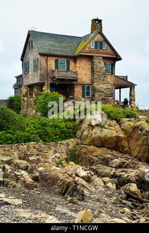 The Stonehouse, a luxurious oceanfront property in Kennebunkport, Maine, USA. Stock Photo